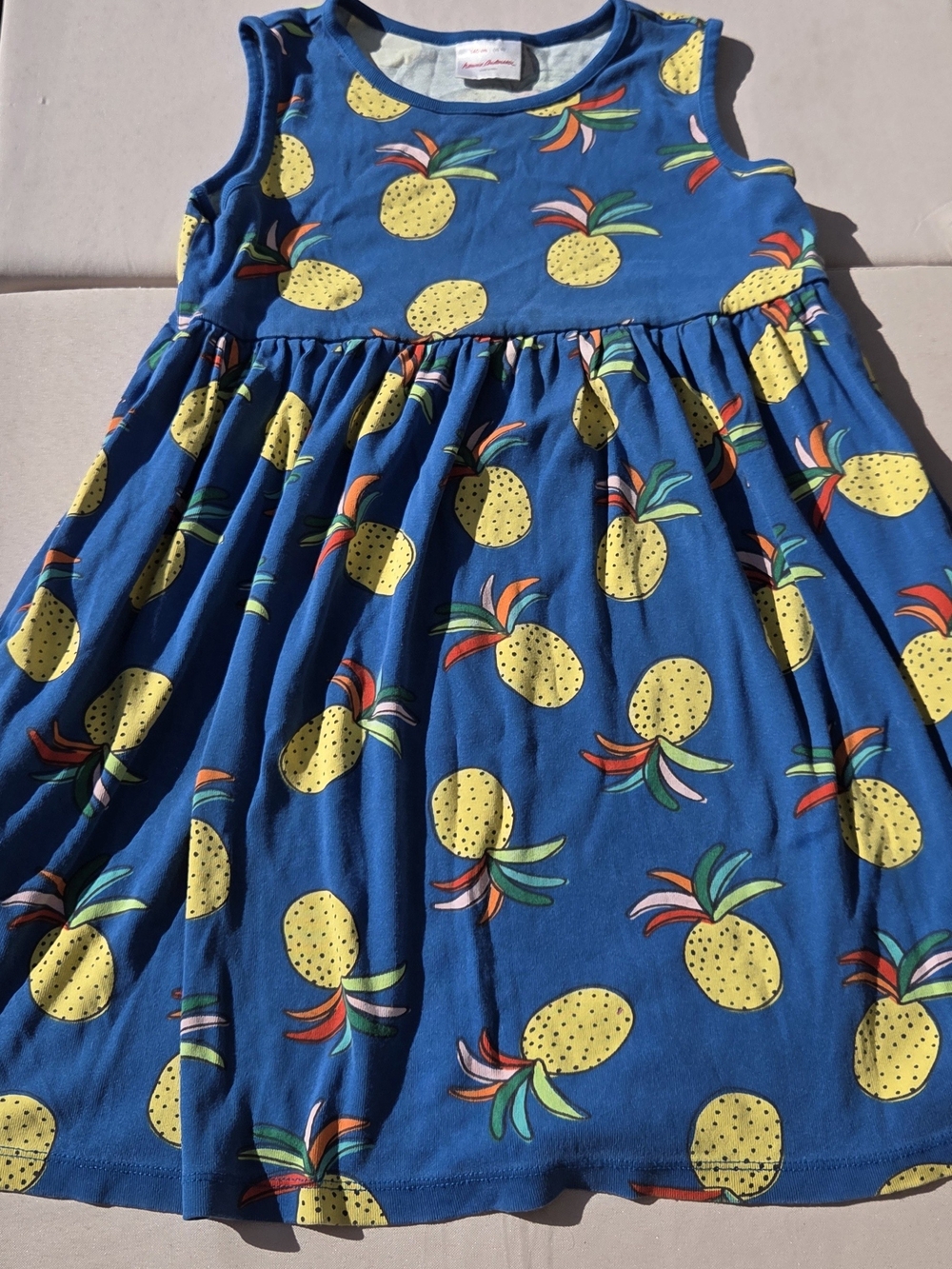 Hanna Andersson Pineapple Playdress Blue Yellow 140 US 10
